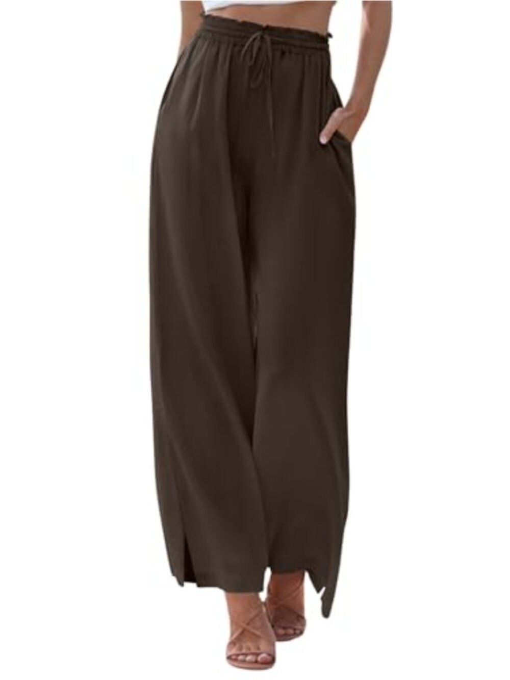 High Waist Wide Leg Palazzo Lounge Pants with Pockets